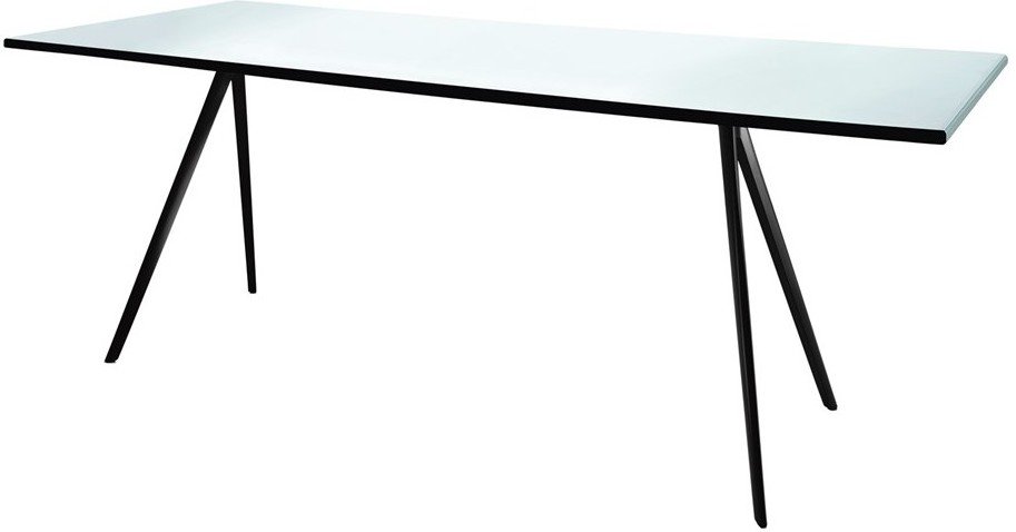 Stół Baguette 205 cm blat szklany rama lakierowana biała