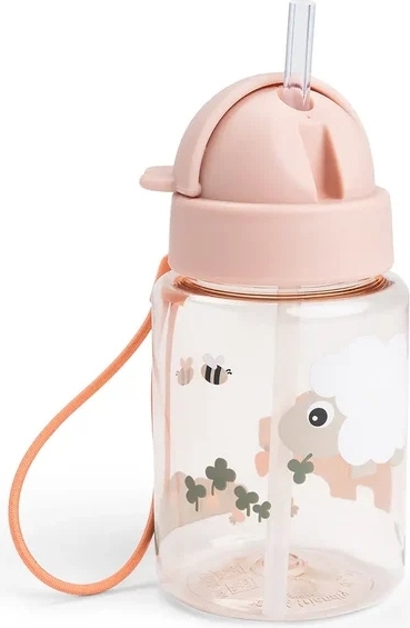 Bidon ze słomką Done by Deer Tiny Farm 280 ml różowy