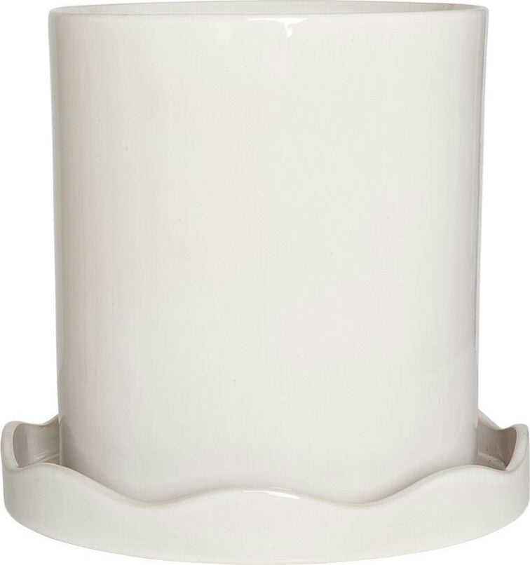 Doniczka z podstawką Nami 27 cm biała