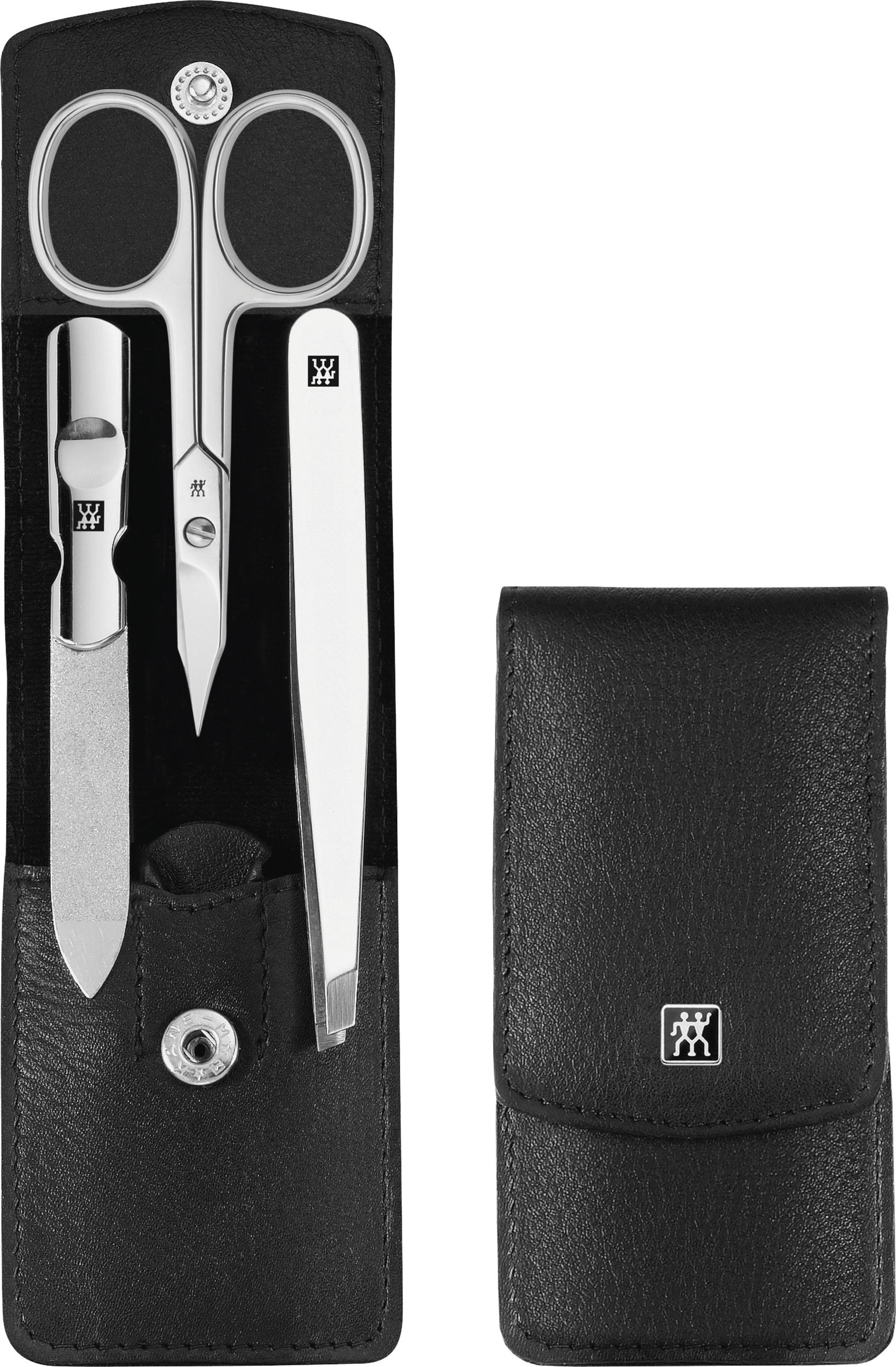 Akcesoria do manicure Classic Inox czarne w skórzanym etui 3 el.