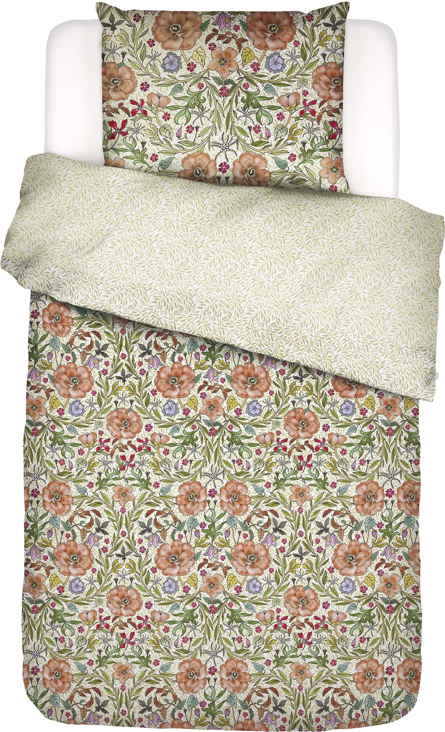 Pościel Celeste 140 x 200 cm jasnozielona z poszewką na poduszkę 70 x 90 cm zapięcie suwak