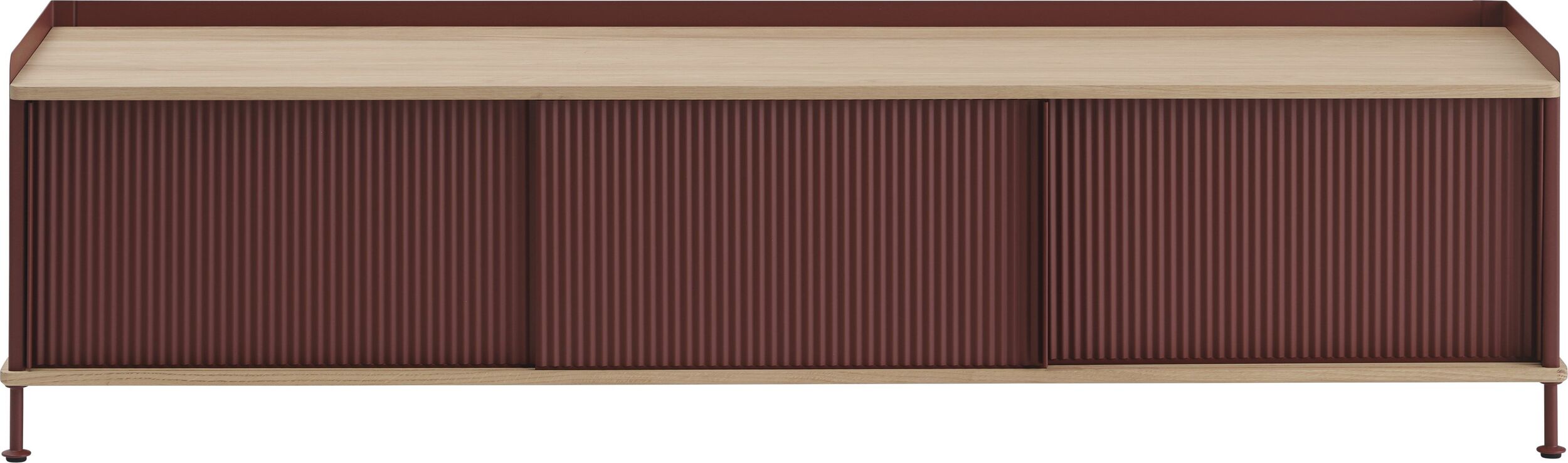 Szafka Enfold 186 cm bordowa z dębowym blatem