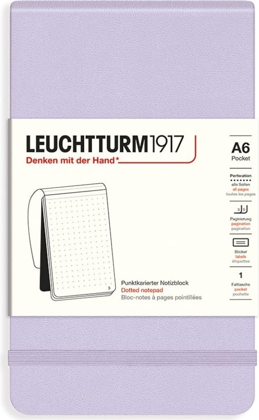 Notes w kropki w twardej oprawie Leuchtturm 1917 A6 184 strony liliowy 80 g/m²