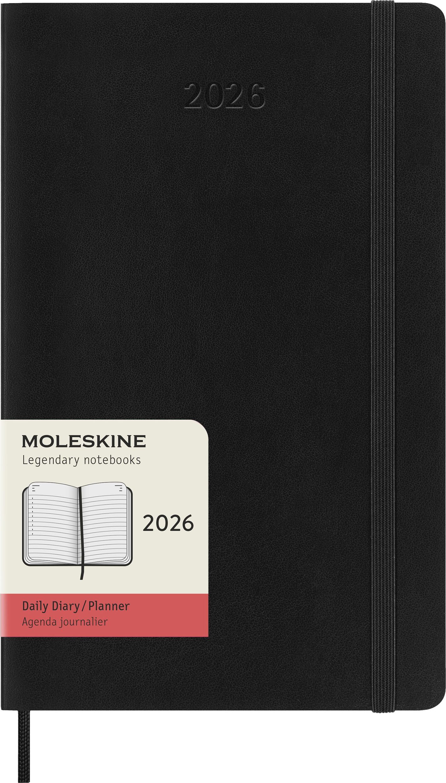 Kalendarz dzienny w miękkiej oprawie Moleskine 2026 12M L czarny