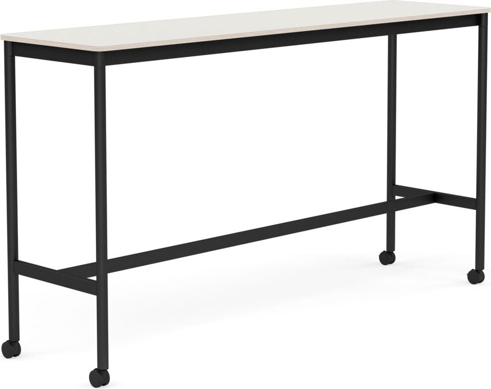 Stół na kółkach Base 50 x 190 x 105 cm biały nanolaminat nogi czarne