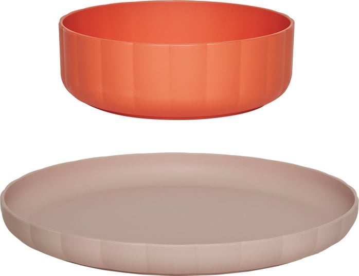 Naczynia dziecięce Pullo różowe i czerwone 2 el.