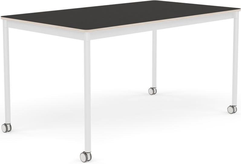 Stół na kółkach Base 80 x 140 cm czarny linoleum nogi białe