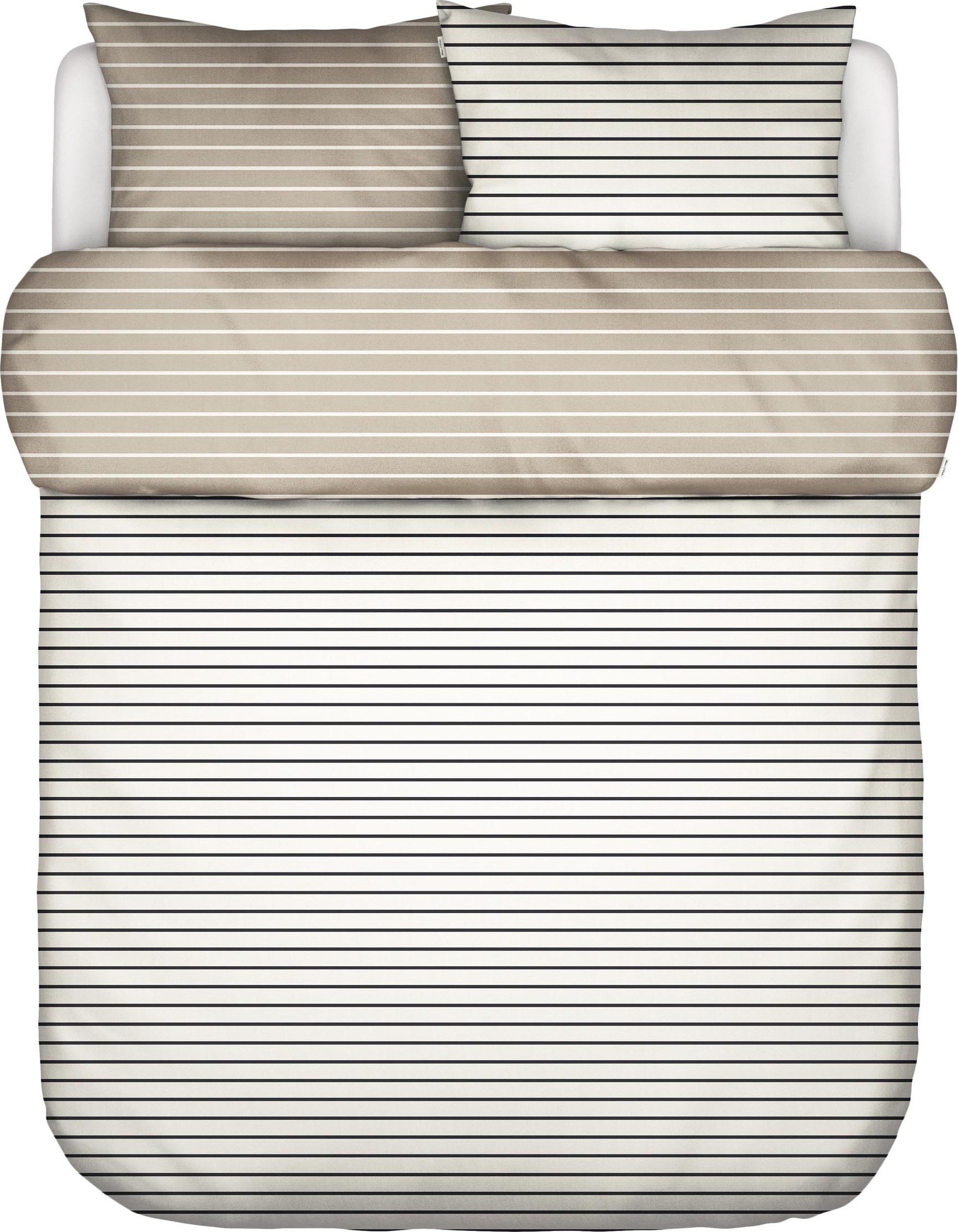 Pościel Thyra 200 x 220 cm beżowo-czarna z 2 poszewkami na poduszki 80 x 80 cm zapięcie flap