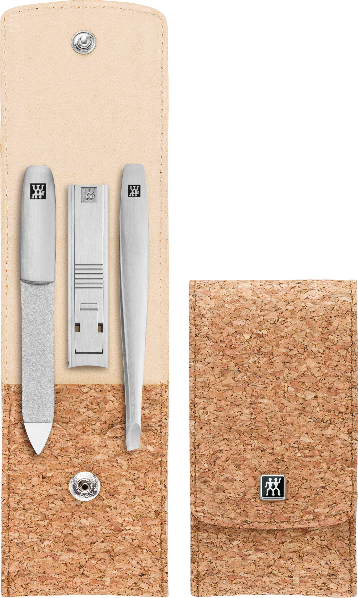 Akcesoria do manicure Twinox z obcinaczem w korkowym etui 3 el.