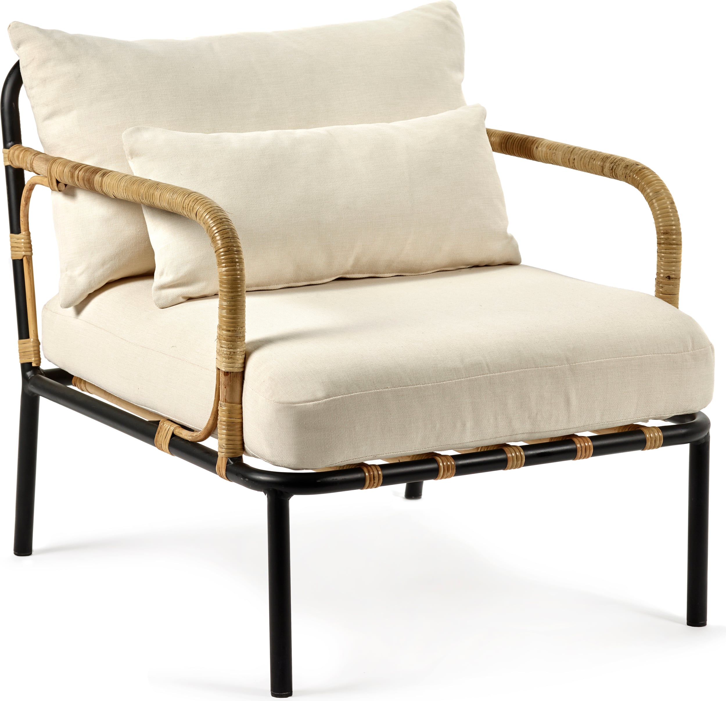 Fotel Capizzi złamana biel czarna rama