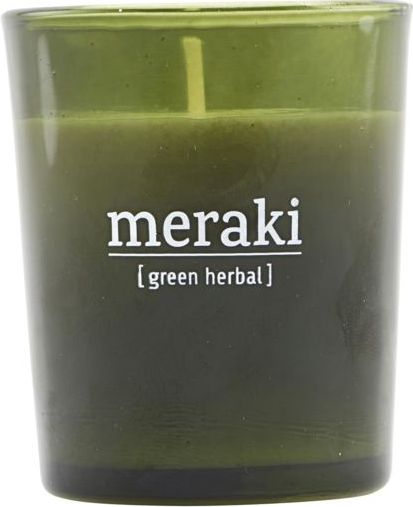 Świeca zapachowa Meraki Green Herbal mała w zielonym szkle