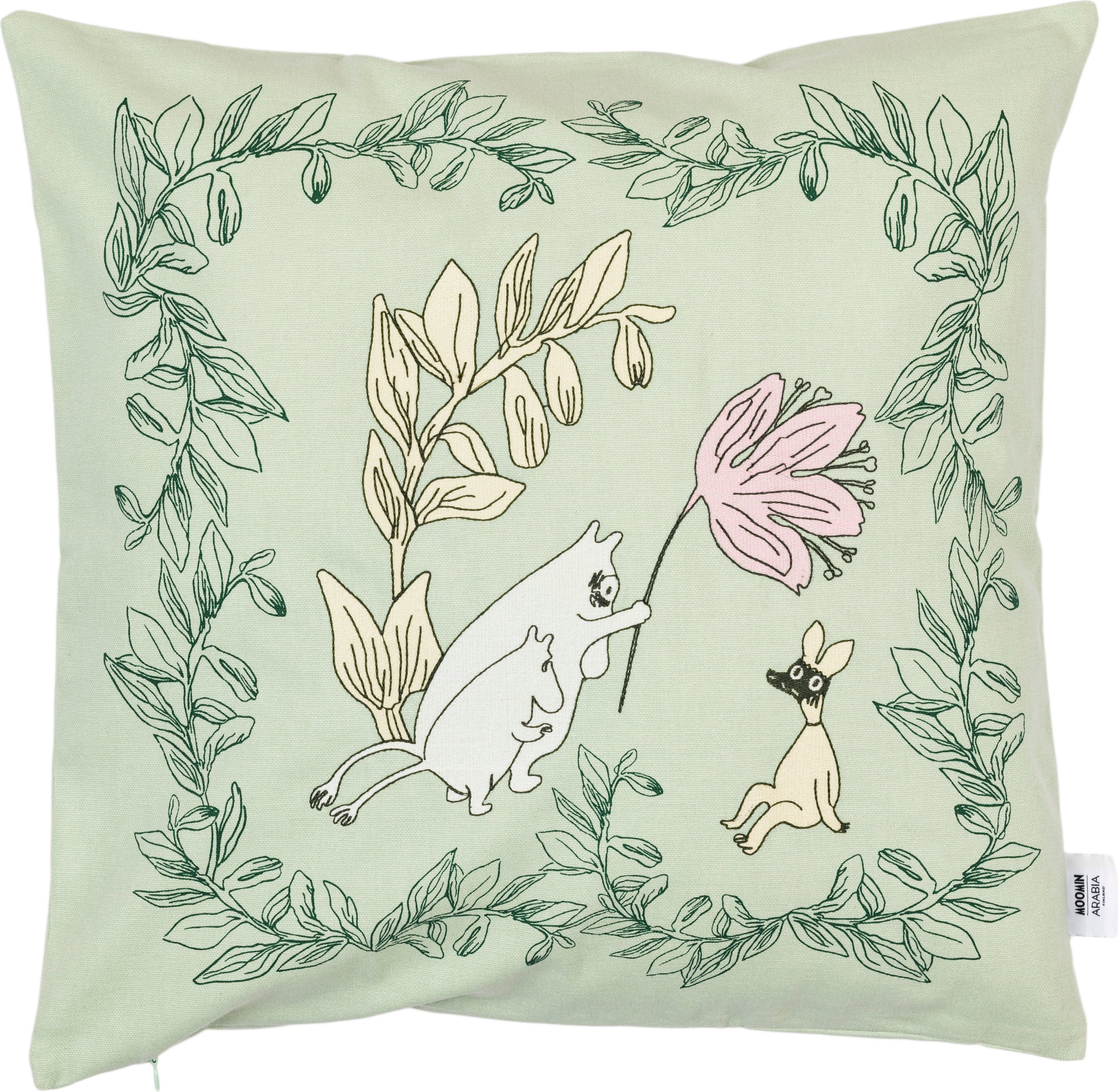 Poszewka dekoracyjna Arabia Finland Muminki 50 x 50 cm zielona