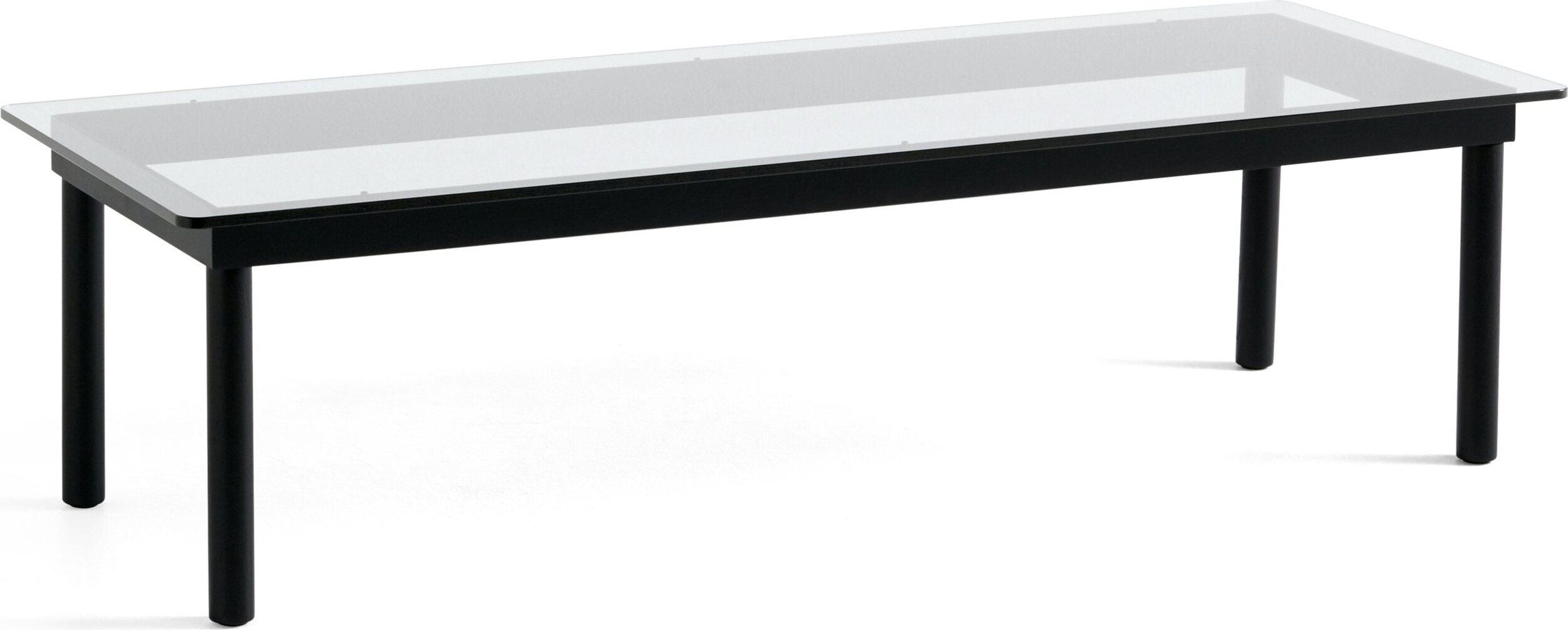 Stolik kawowy Kofi 50 x 140 cm blat szkło gładkie z nogami czarny dąb