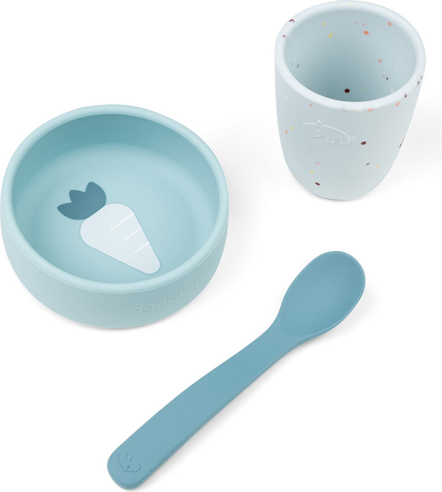 Naczynia dziecięce Done by Deer niebieskie 3 el.