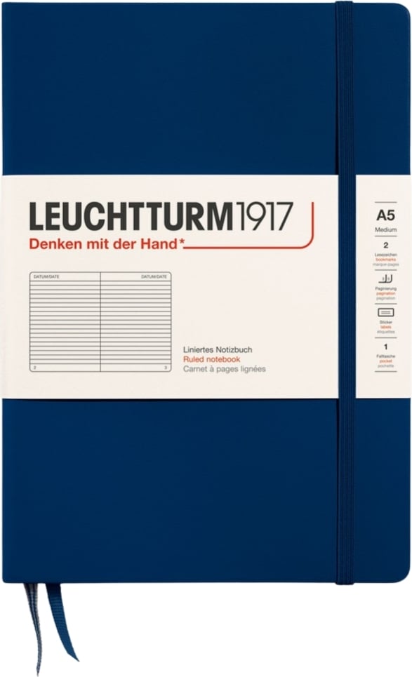 Notes w linię w twardej oprawie Leuchtturm 1917 A5 251 stron granatowy 80 g/m²