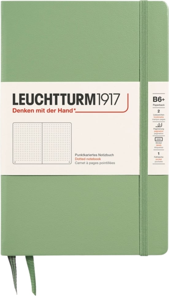 Notes w kropki w twardej oprawie Leuchtturm 1917 B6+ 219 stron szałwiowa zieleń 80 g/m²
