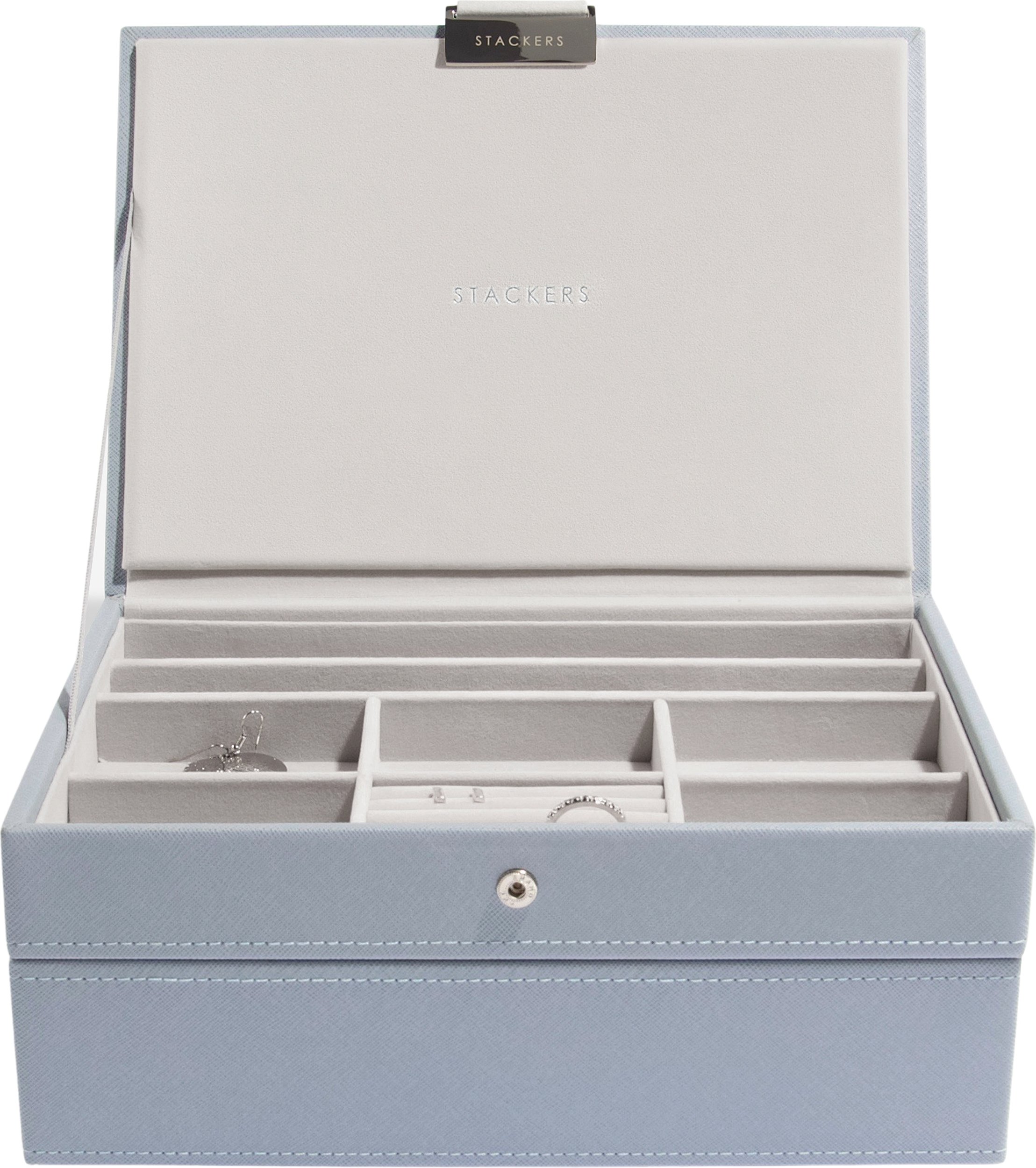 Szkatułka na biżuterię Stackers podwójna classic niebieskoszara