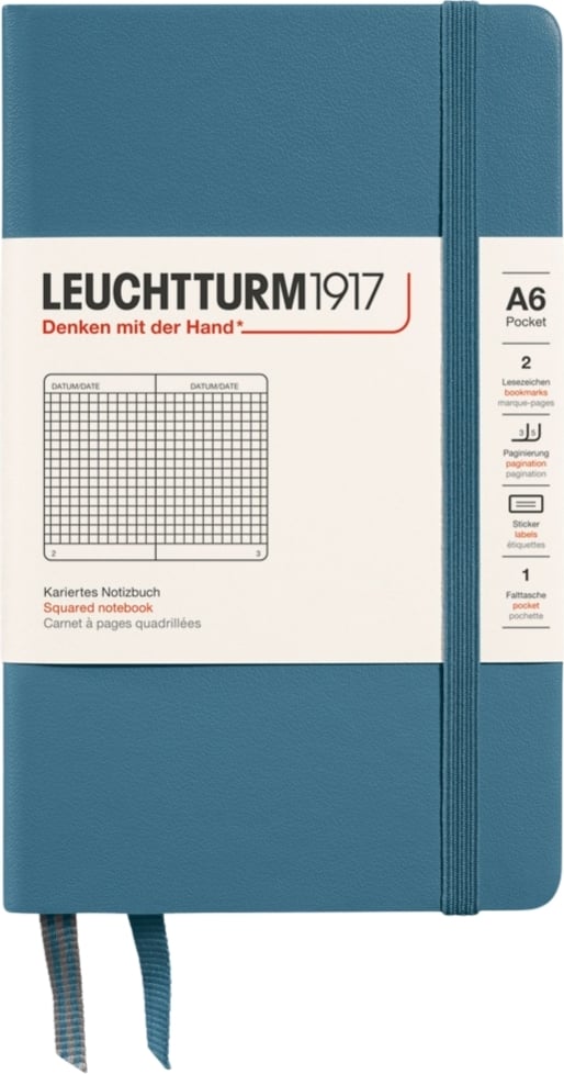 Notes w kratkę w twardej oprawie Leuchtturm 1917 A6 187 stron niebieskoszary 80 g/m²