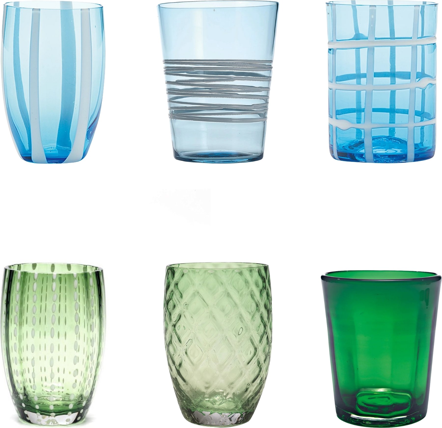 Szklanki Melting Pot zielone i niebieskie 6 szt.