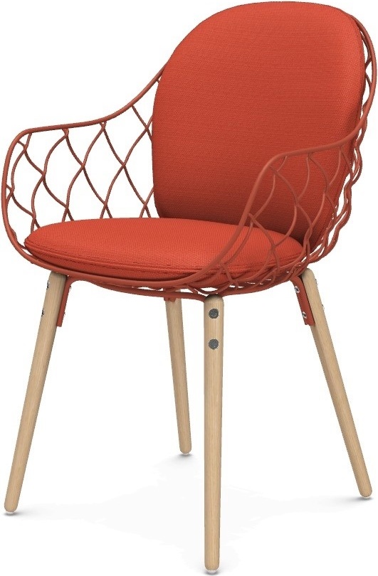 Krzesło Pina pełne czerwone materiał Steelcut 2 nogi jesion