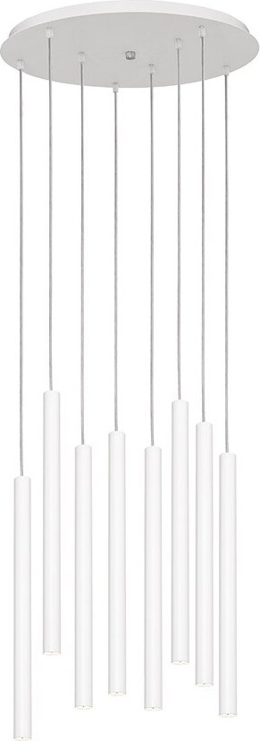 Lampa wisząca Roll biała ośmioelementowa z łączeniem srebrnym
