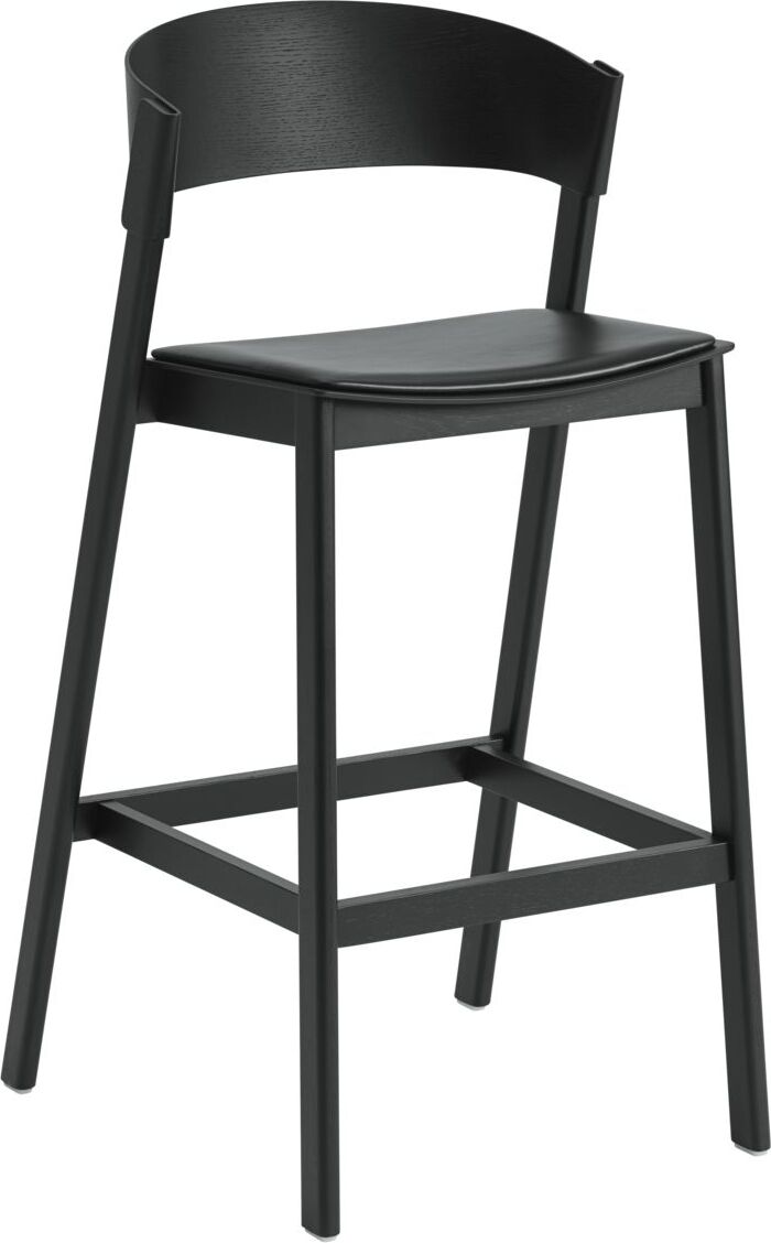 Stołek barowy Cover 75 cm czarny z tapicerowanym siedziskiem