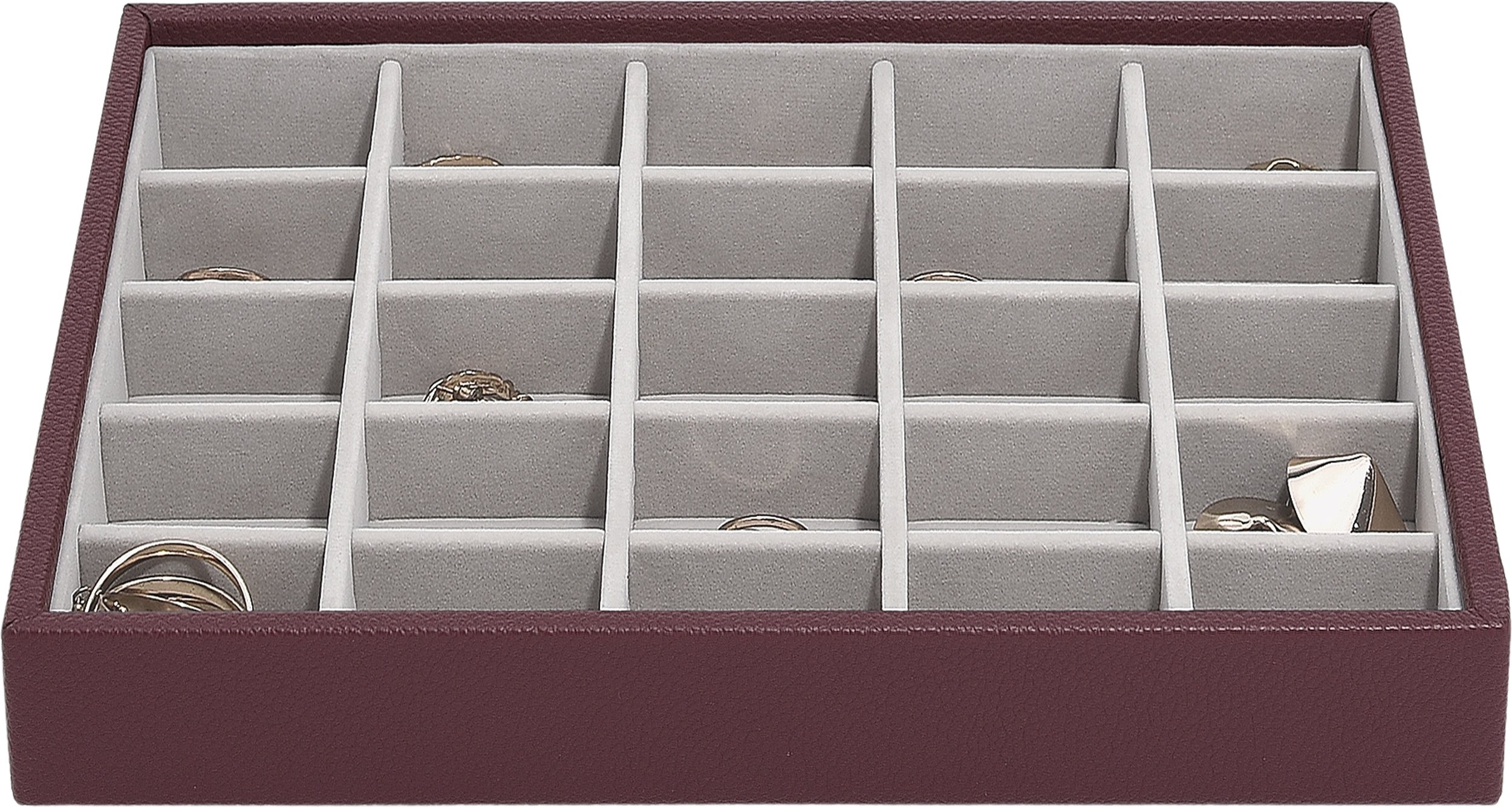 Szkatułka na biżuterię Classic Stackers 25 komorowa bordowa