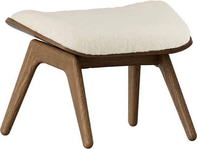 Podnóżek The Reader Teddy biały na ciemnych dębowych nogach