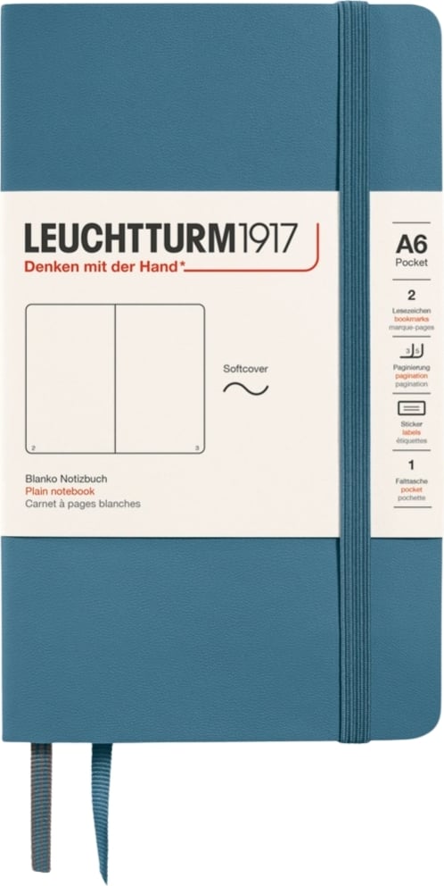 Notes gładki w miękkiej oprawie Leuchtturm 1917 A6 123 strony niebieskoszary 80 g/m²