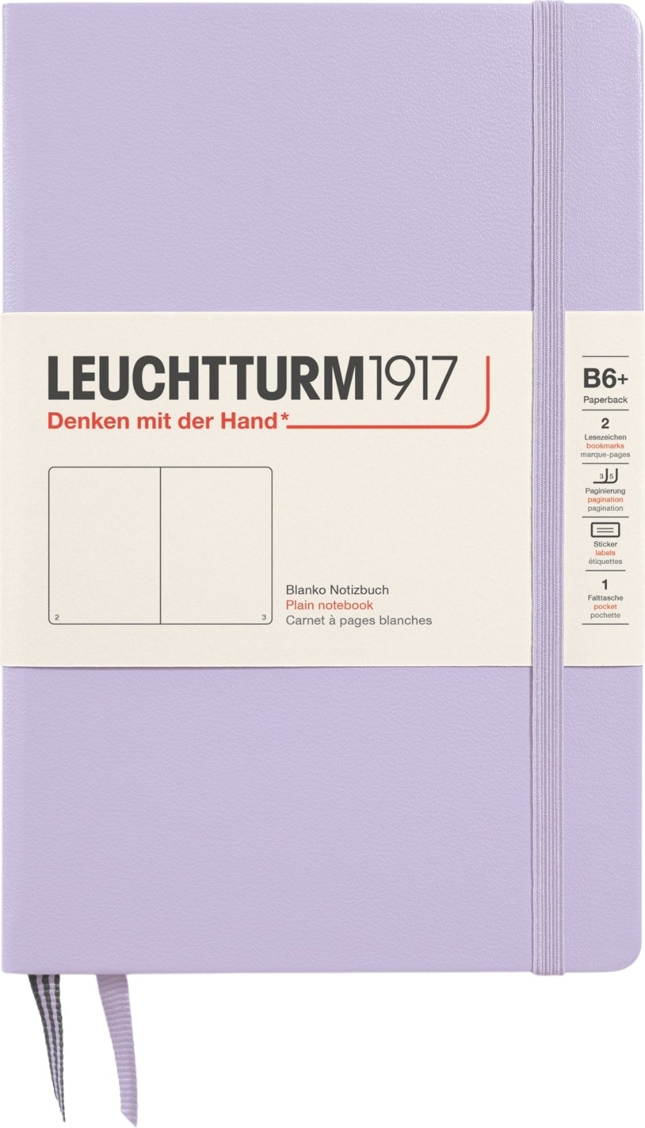 Notes gładki w twardej oprawie Leuchtturm 1917 B6+ 219 stron liliowy 80 g/m²