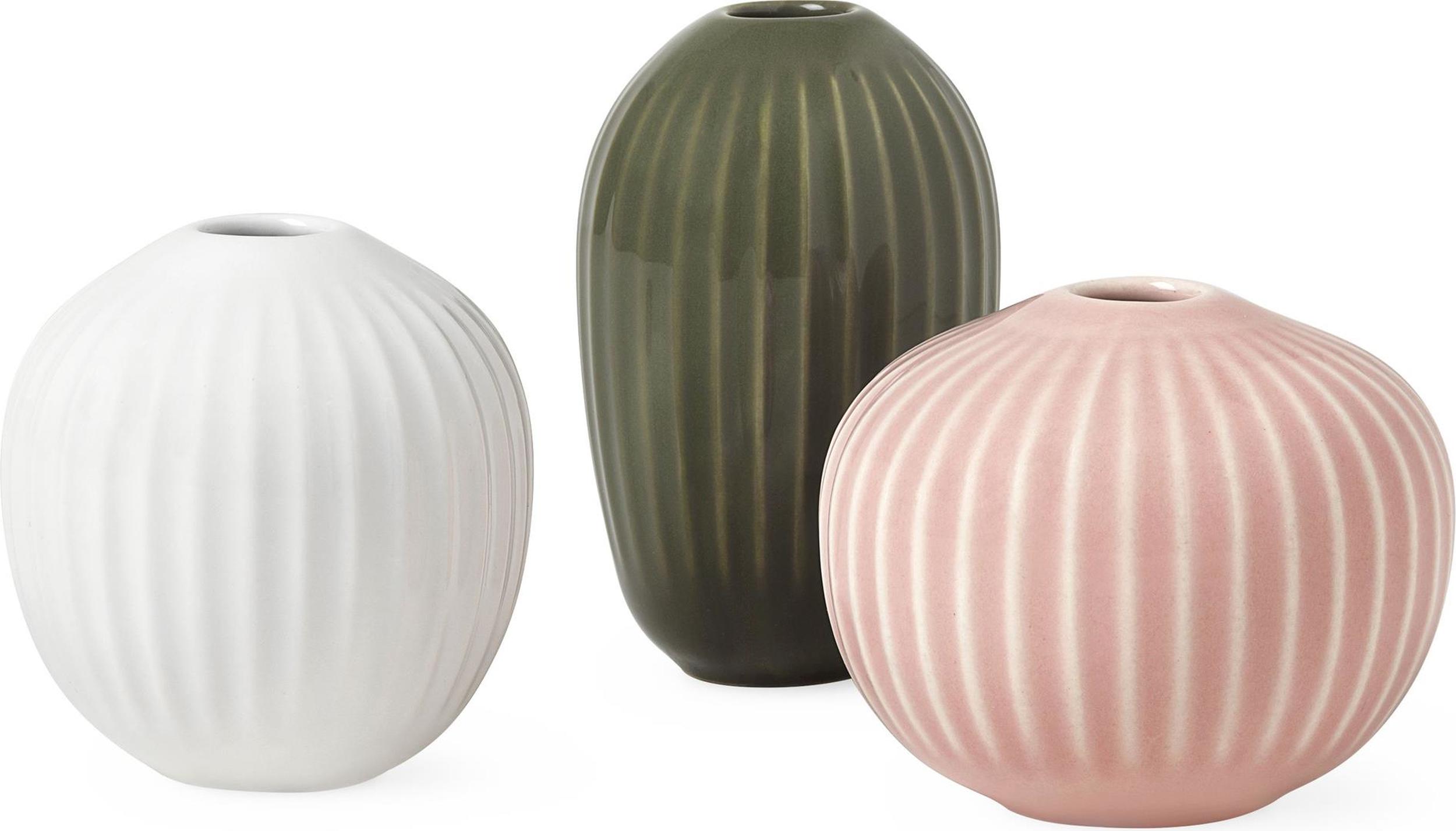 Wazony Hammershøi małe biały, różowy i zielony 3 szt.