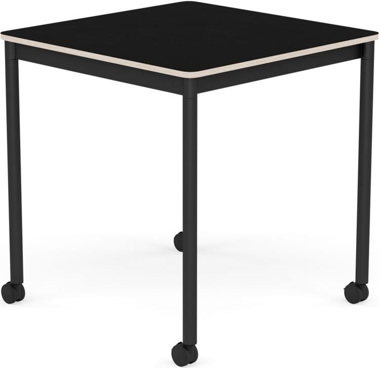 Stół na kółkach Base kwadratowy 70 cm czarny laminowany nogi czarne