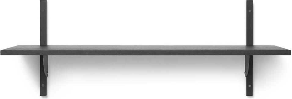 Półka Sector pojedyncza 87 cm czarny jesion z czarnym mosiężnym mocowaniem