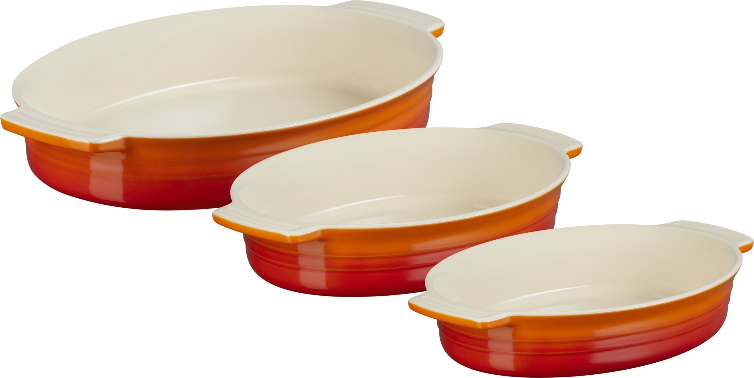 Naczynia do zapiekania Le Creuset owalne płomienny pomarańcz 3 szt.