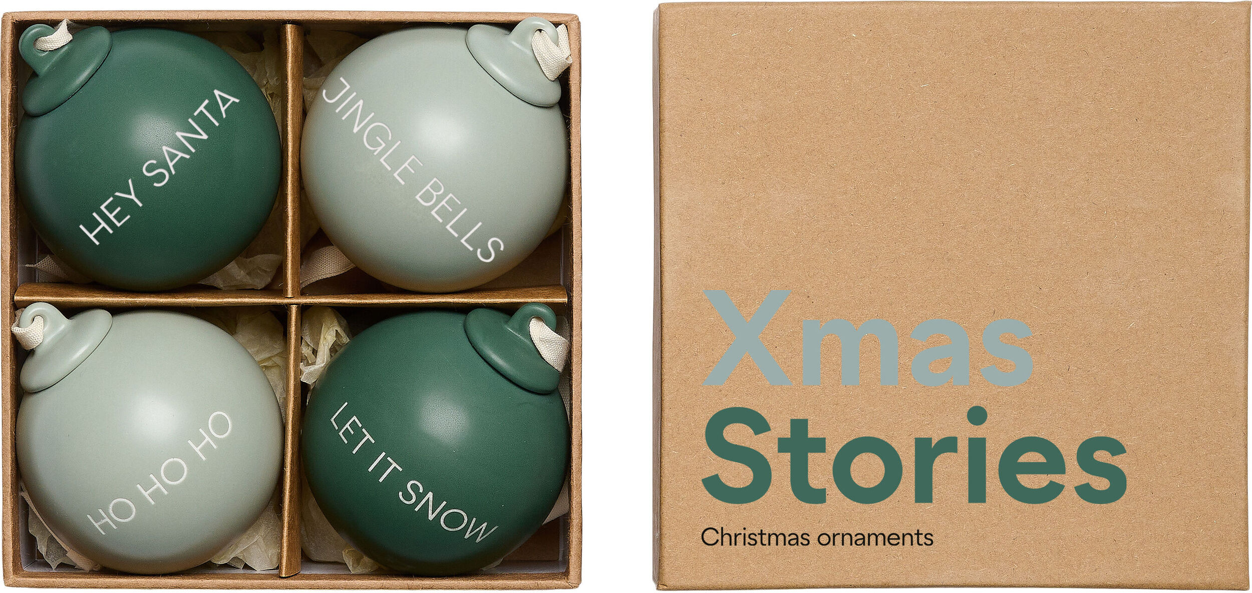 Bombki Xmas Stories 6 cm ciemnozielone i szarozielone 4 szt.