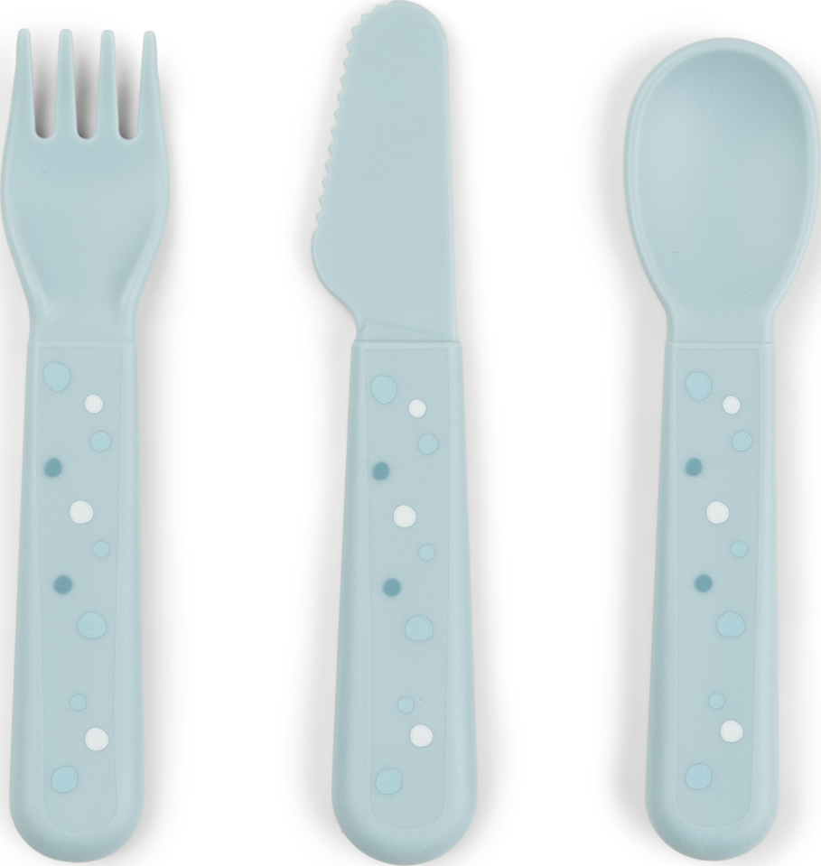 Sztućce dziecięce Foodie Happy Dots niebieskie 3 el.
