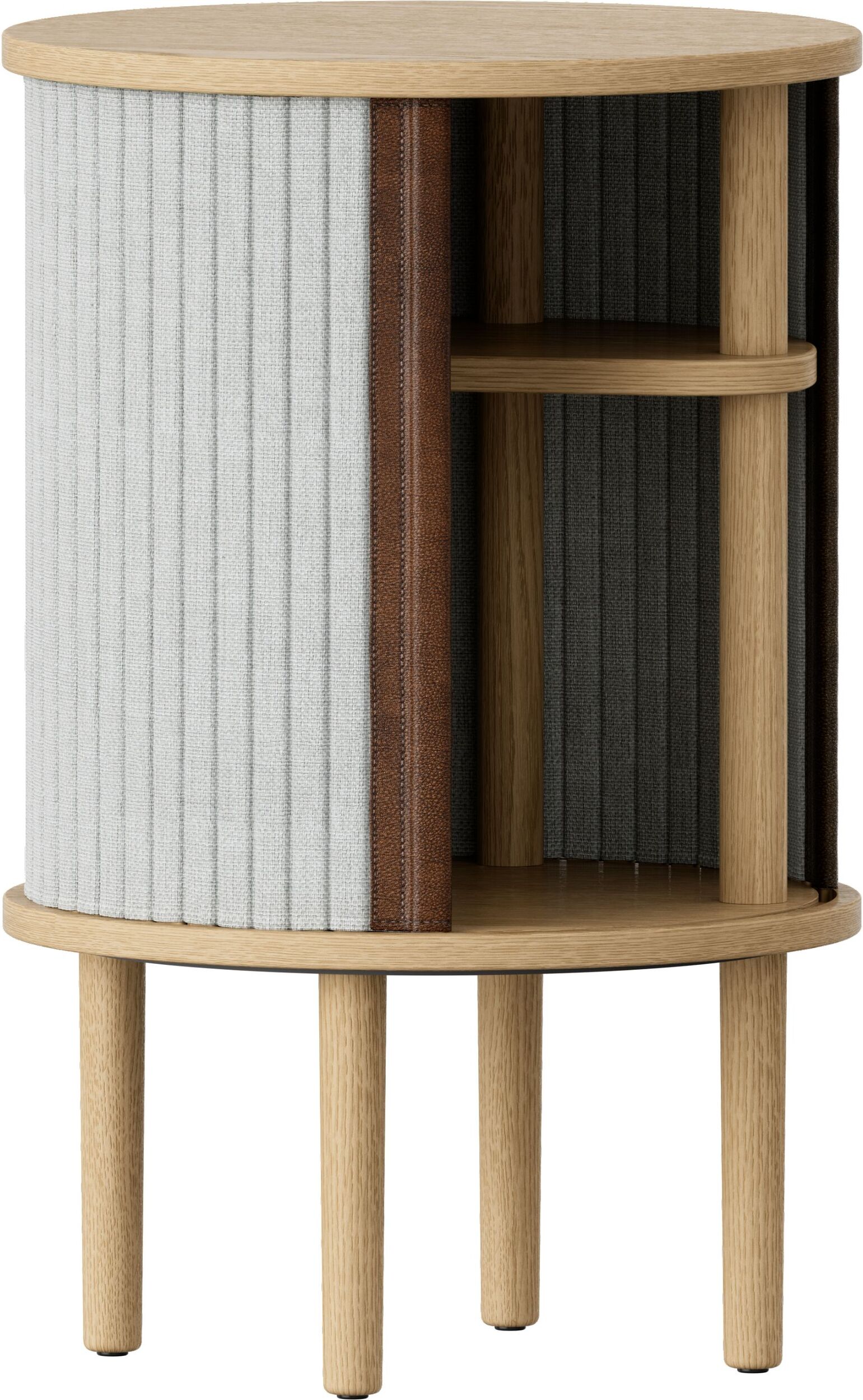 Szafka nocna Audacious jasnoszara na dębowych nogach