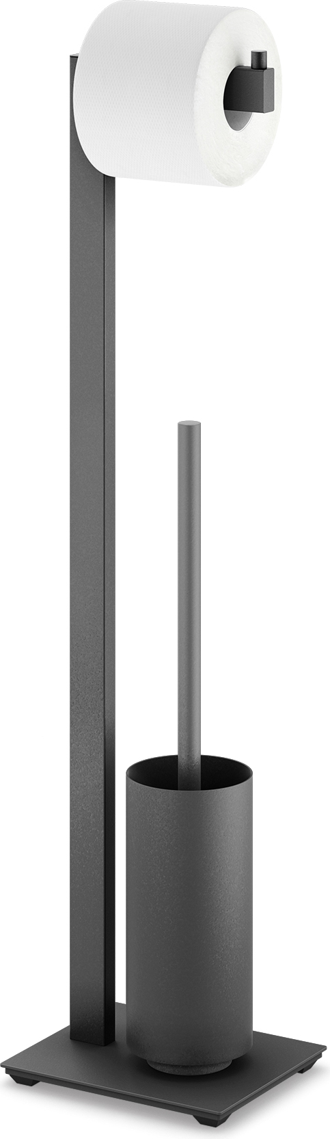 Stojak na papier toaletowy Linea czarny ze szczotką do WC