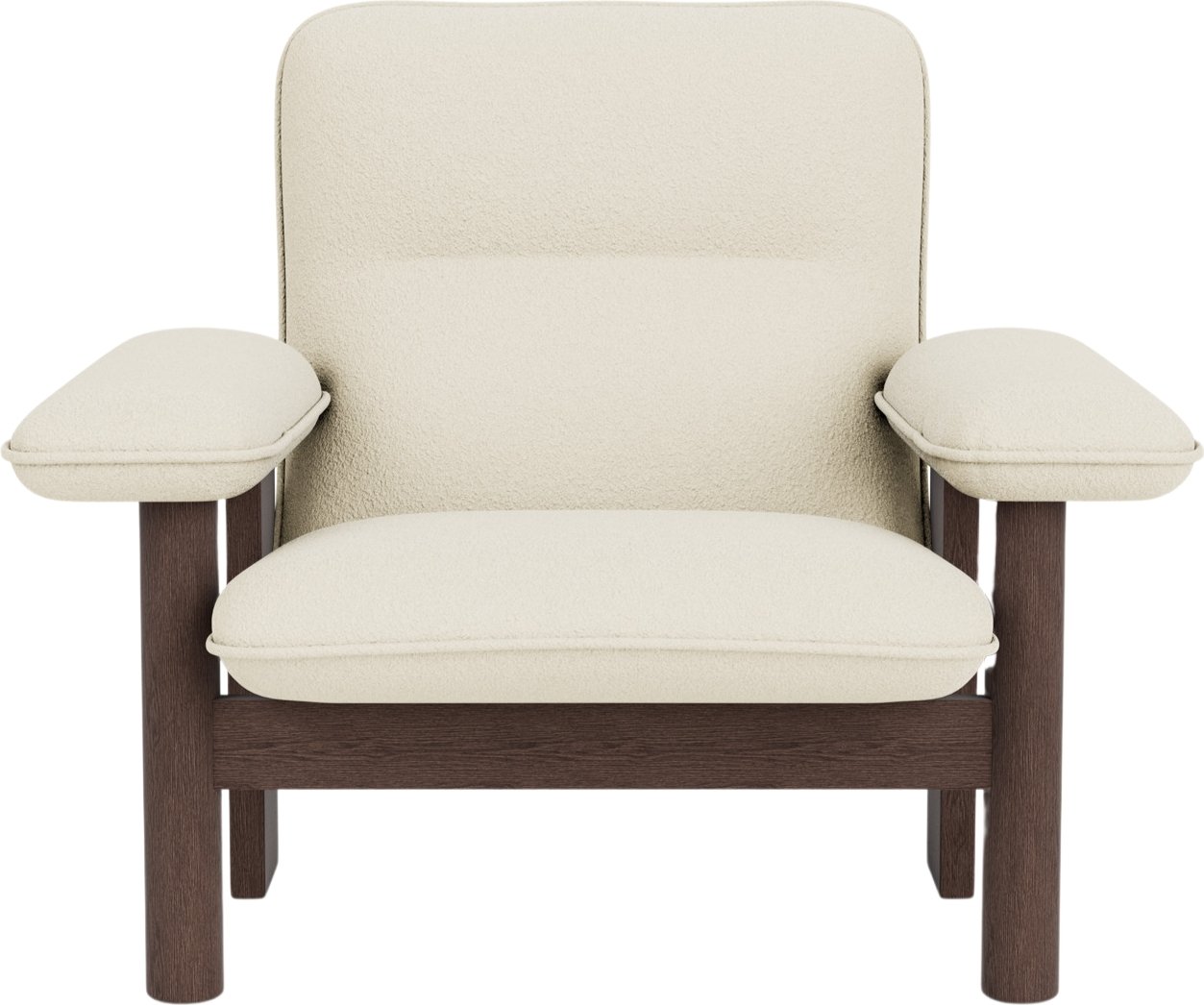 Fotel Brasilia biały na ciemnych dębowych nogach