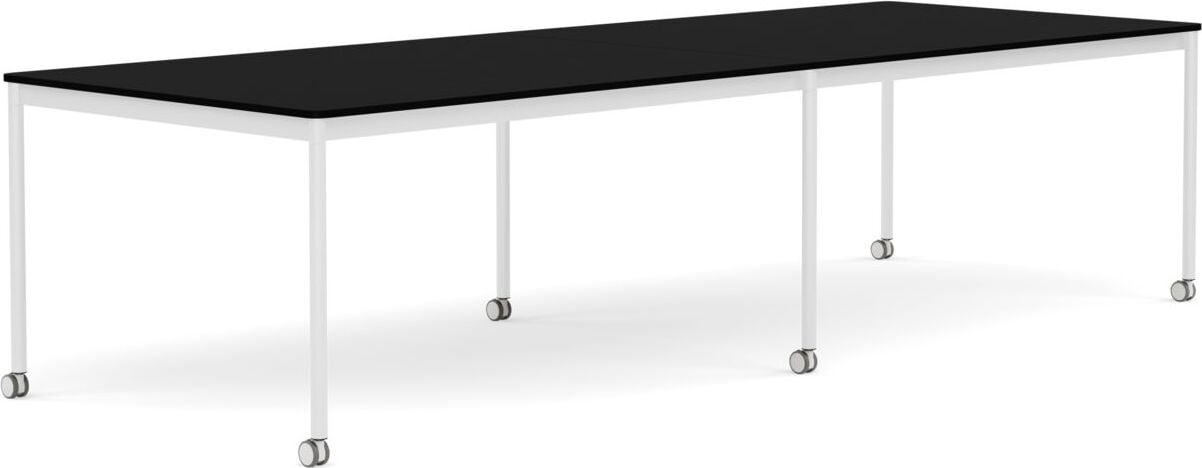 Stół na kółkach Base 110 x 300 cm czarny laminowany ABS nogi białe