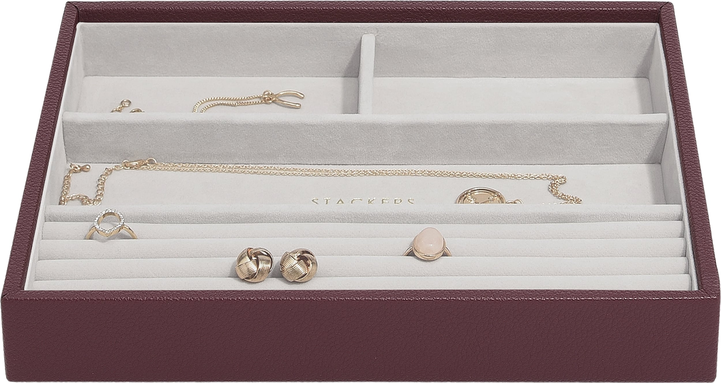 Szkatułka na biżuterię Classic Stackers 4 komorowa bordowa