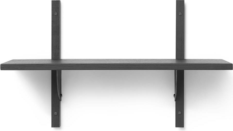 Półka Sector pojedyncza 54 cm czarny jesion z czarnym mosiężnym mocowaniem