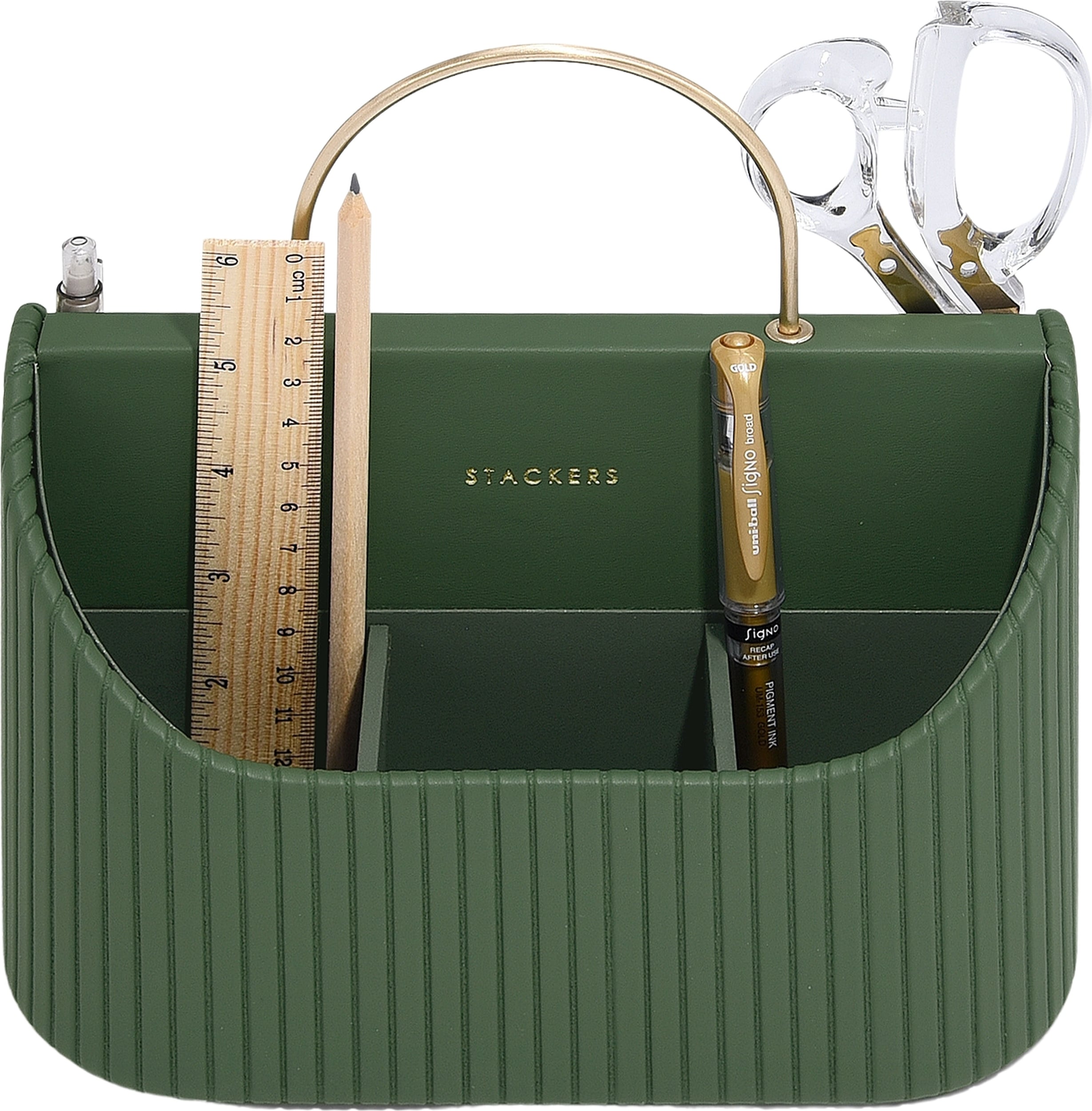 Organizer na biurko Stackers szmaragdowy z uchwytem