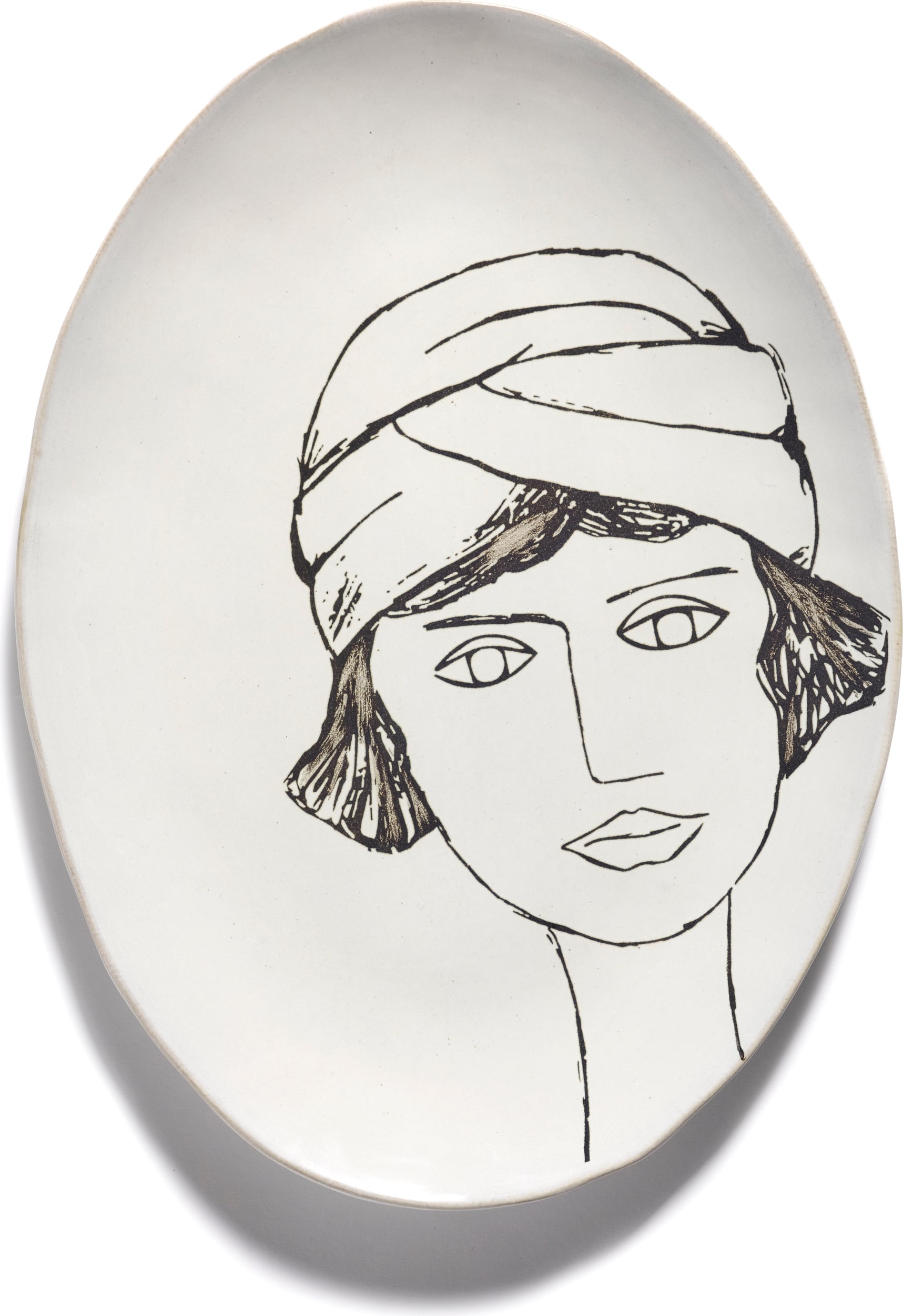 Talerz do serwowania La Mère owalny 37,5 cm biało-czarny