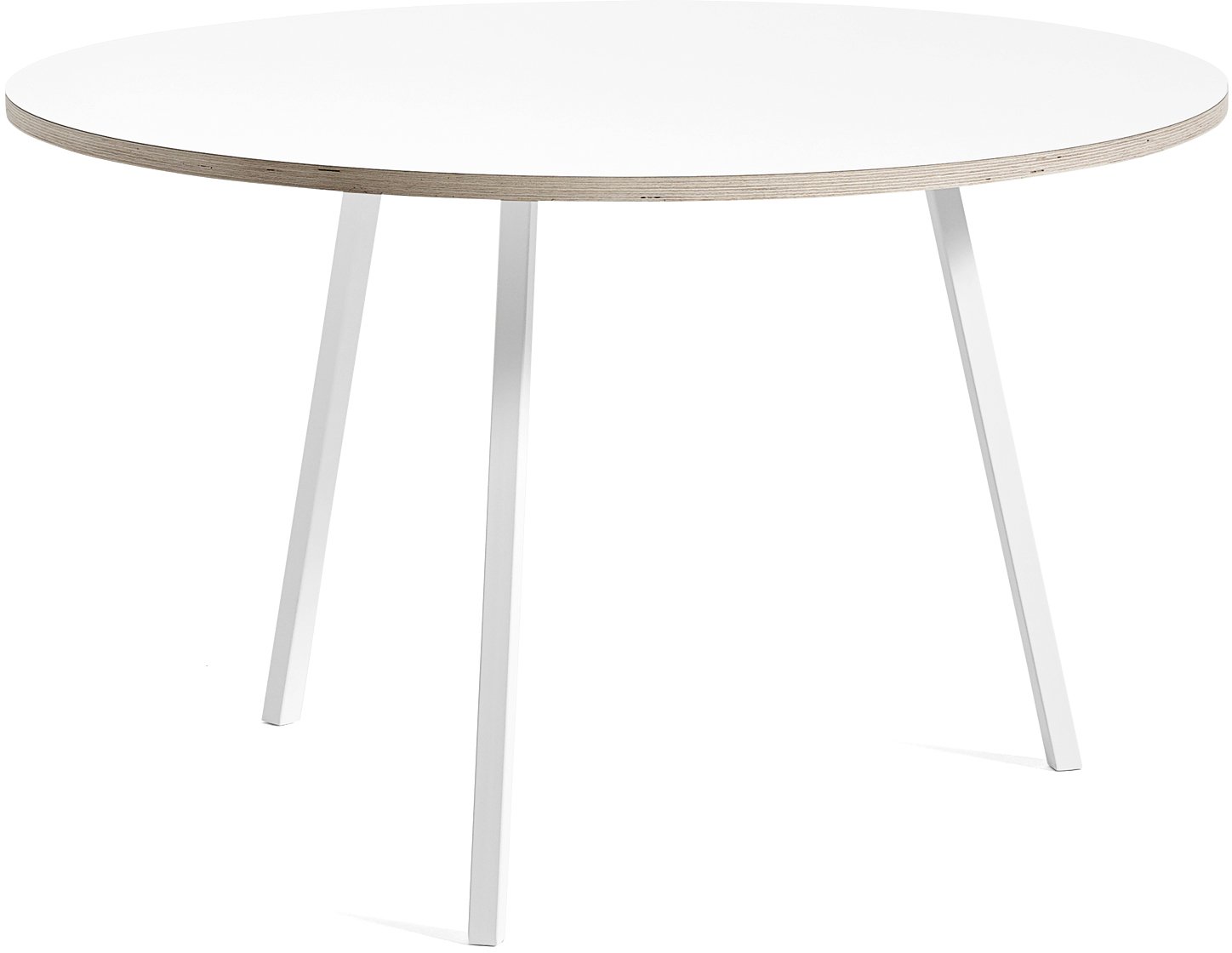 Stół Loop Stand okrągły 120 cm blat biały laminat nogi białe