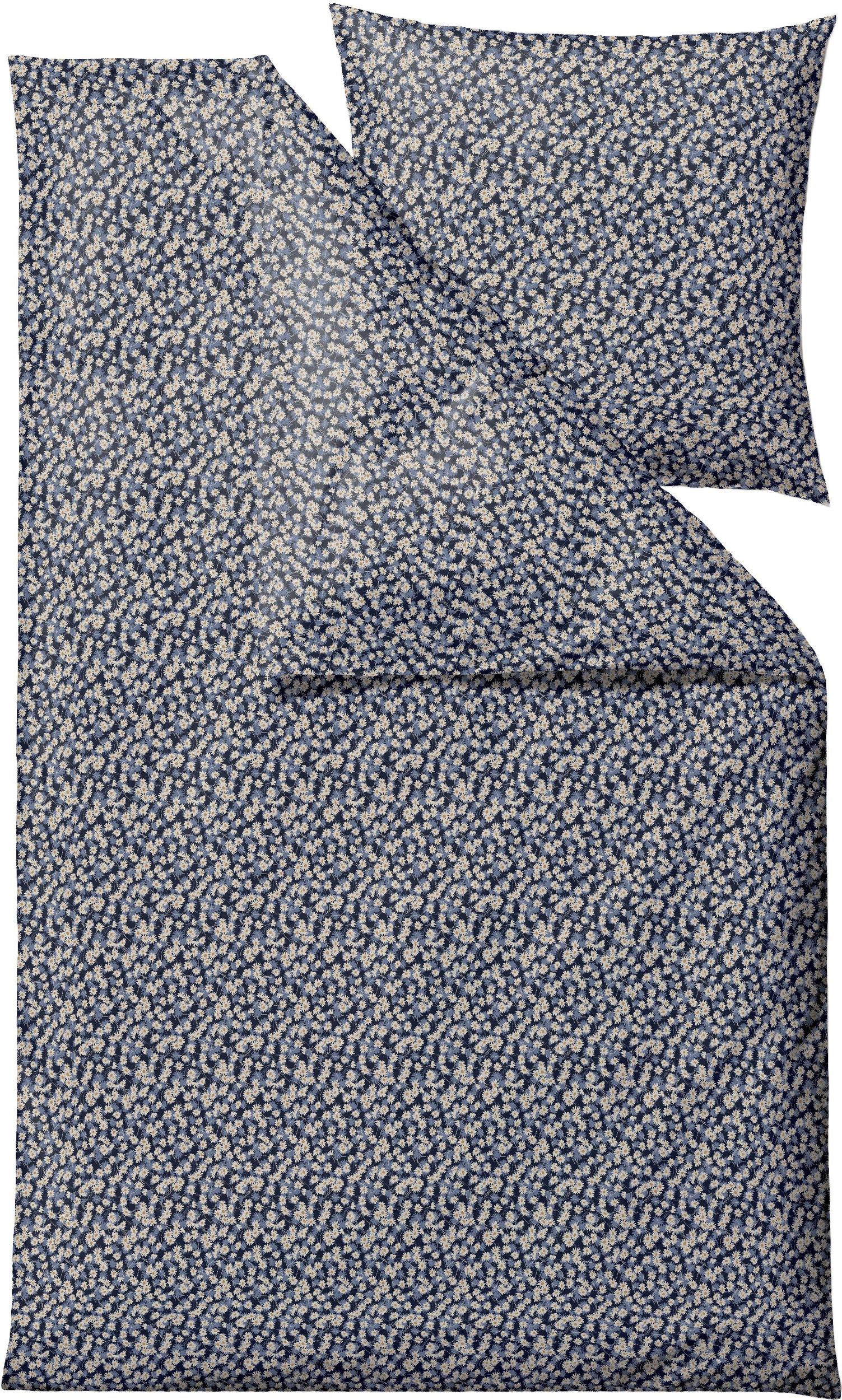 Pościel Bellis 135 x 200 cm indygo z poszewką na poduszkę 80 x 80 cm