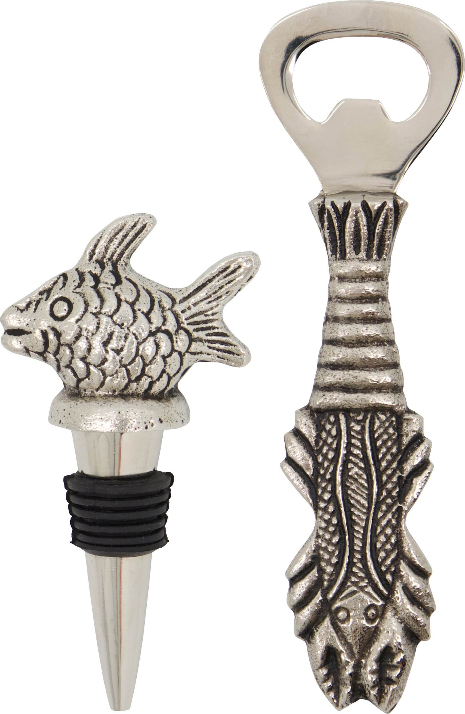 Akcesoria barowe Fish srebrne 2 el.