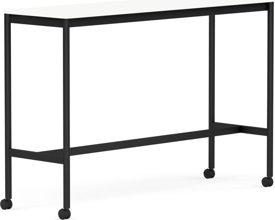 Stół na kółkach Base 50 x 160 x 105 cm biały laminowany ABS nogi czarne