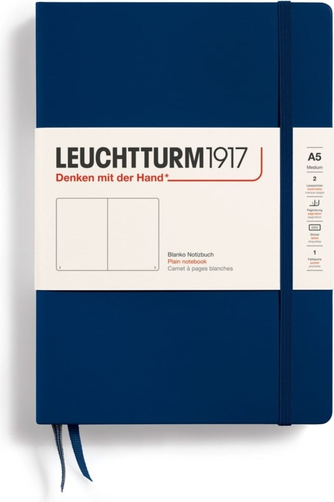 Notes gładki w twardej oprawie Leuchtturm 1917 A5 251 stron granatowy 80 g/m²