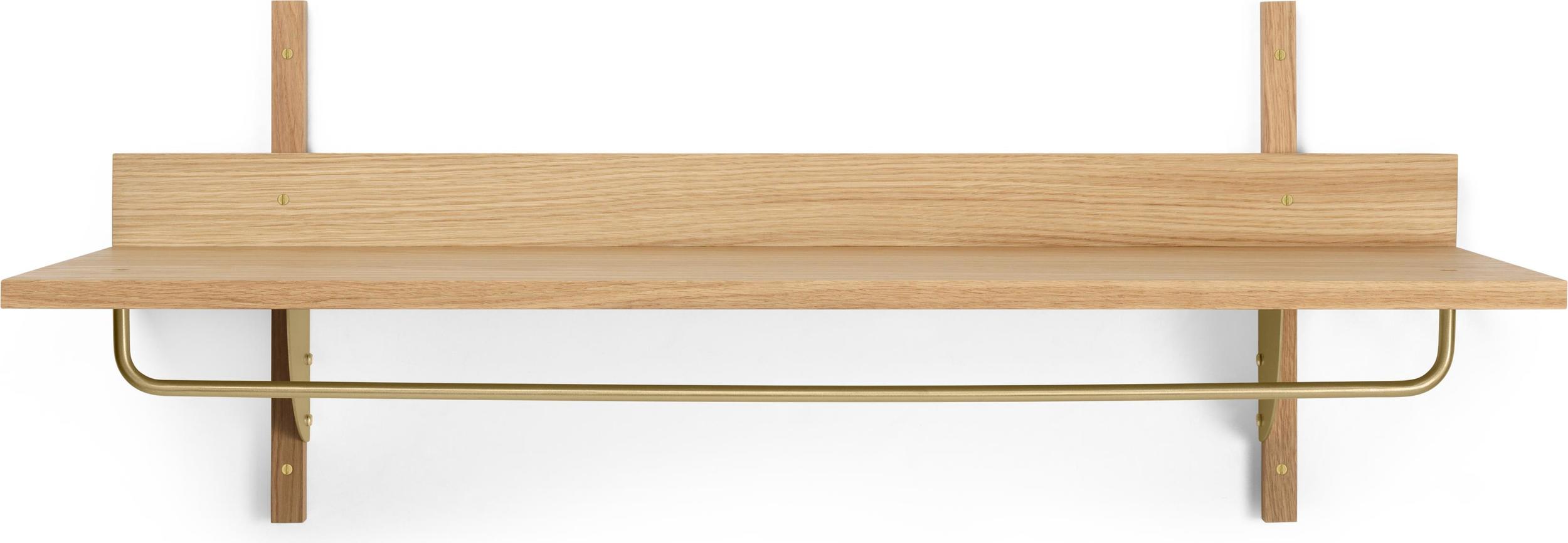 Półka Sector jasny dąb z mosiężnym wieszakiem